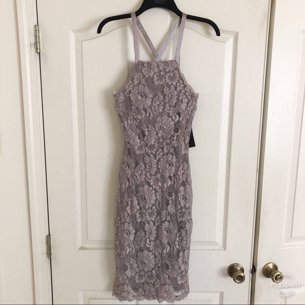 Lulus Wishful Wanderings Grey Lace Midi Bodycon